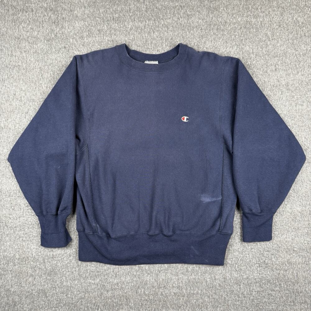 Vintage‎ Champion Sweatshirt Men’s M Blue Reverse Weave Warm Up Blank USA 80s